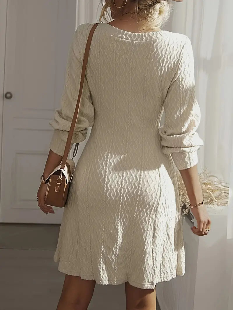Dames Mini Sweaterjurk V-Hals Lange Mouwen