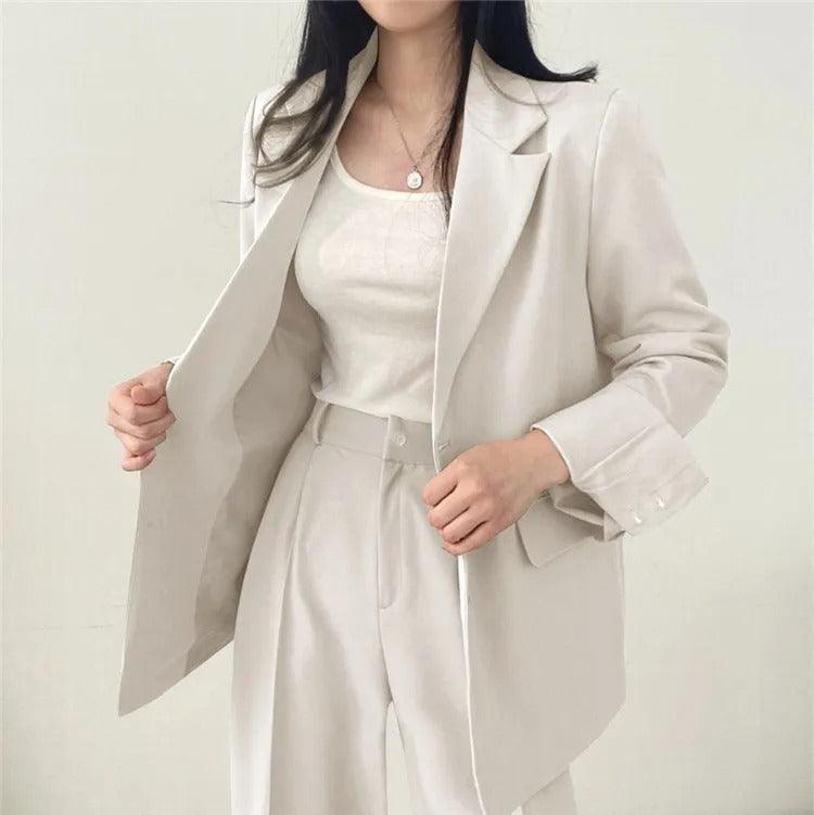 Athena - Minimalistische Blazerset met Bijpassende Broek voor Dames