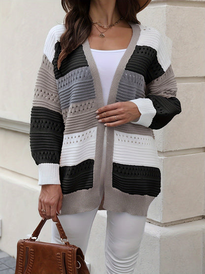 Plus Size Dames Openvallend Opengewerkt Gebreid Vest