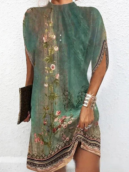 Ella - Vintage bloemen mini jurk Tuniek met Boho Print voor dames