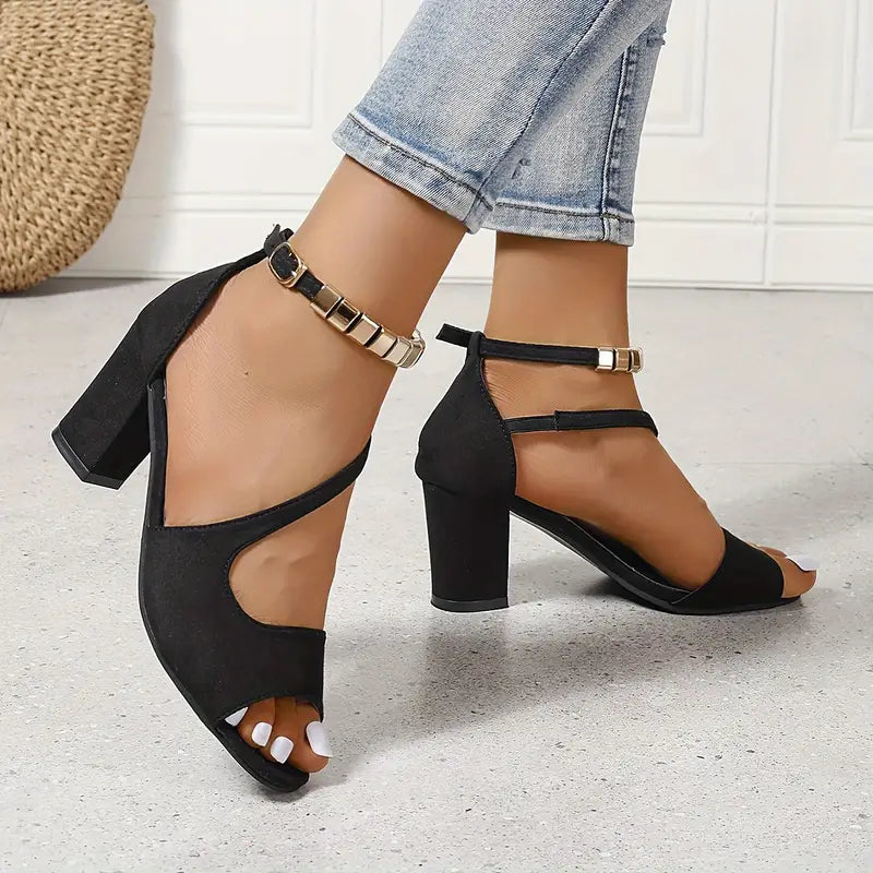 Dasa - Sandalen met blokhak en gouden accent