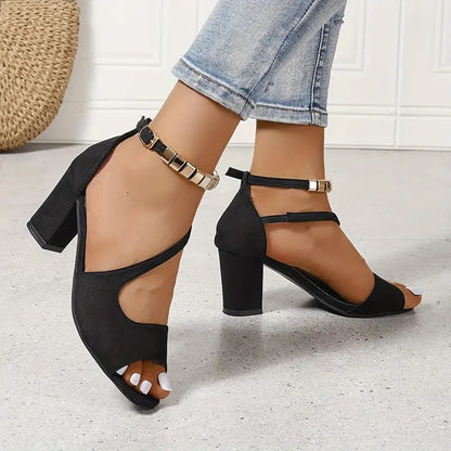 Dasa - Sandalen met blokhak en gouden accent