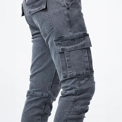 Heren Stretch Cargojeans Met Slim Fit En Utility Zakken