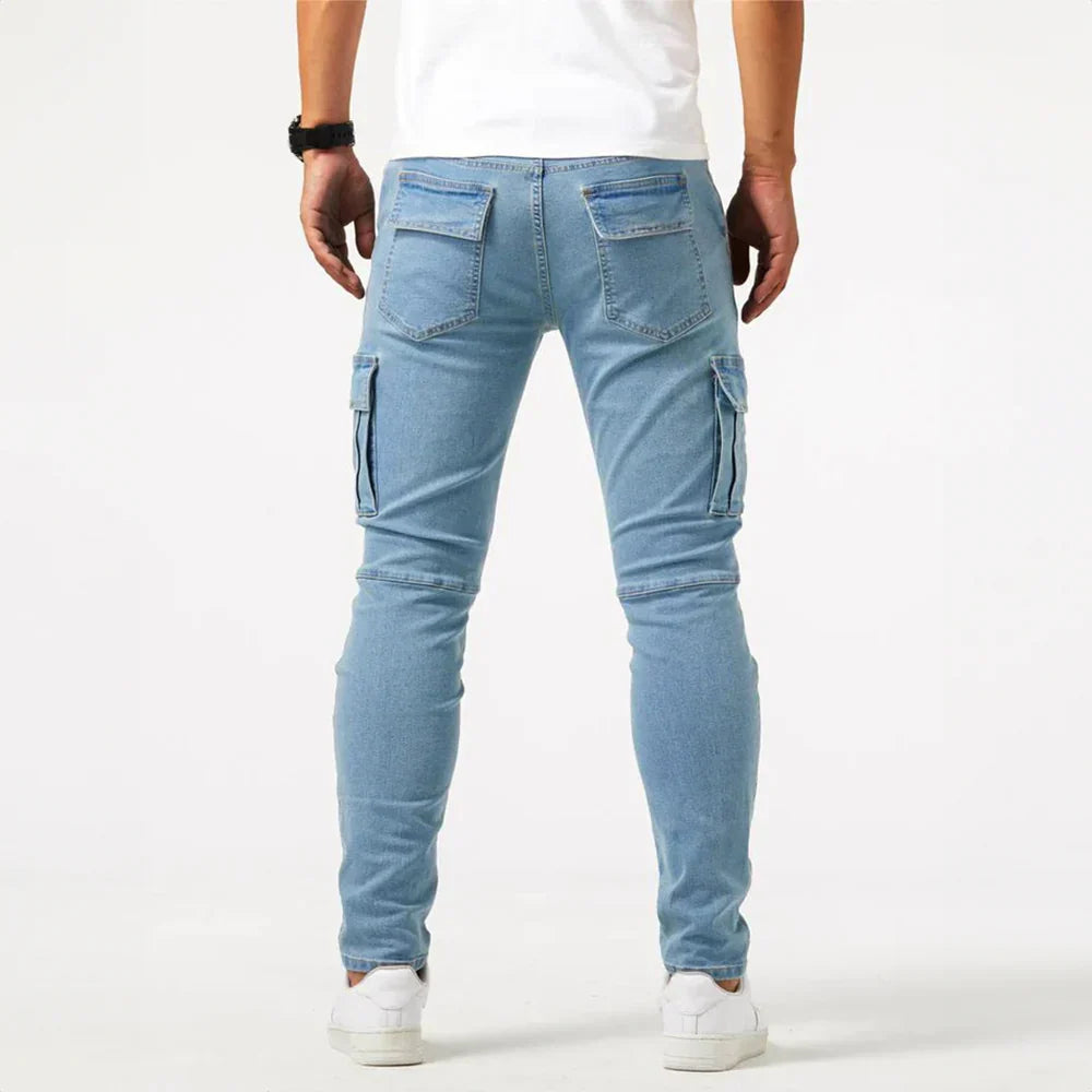 Heren Stretch Cargojeans Met Slim Fit En Utility Zakken