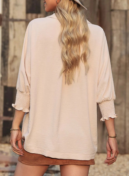 Dairina - Soepel vallende blouse met gesmokte mouwen voor dames