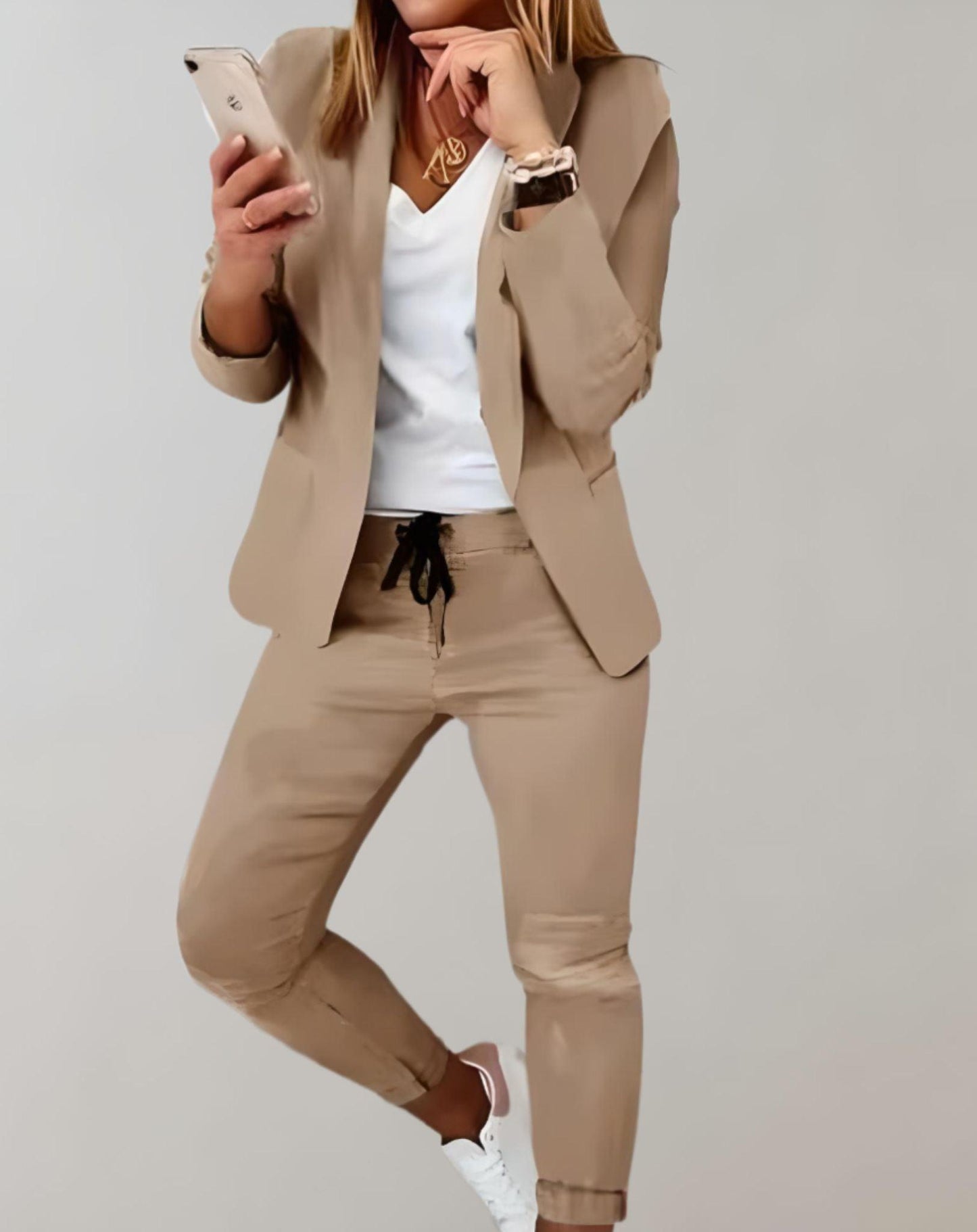 Eva - Geruit Damespak met Blazer en Broek