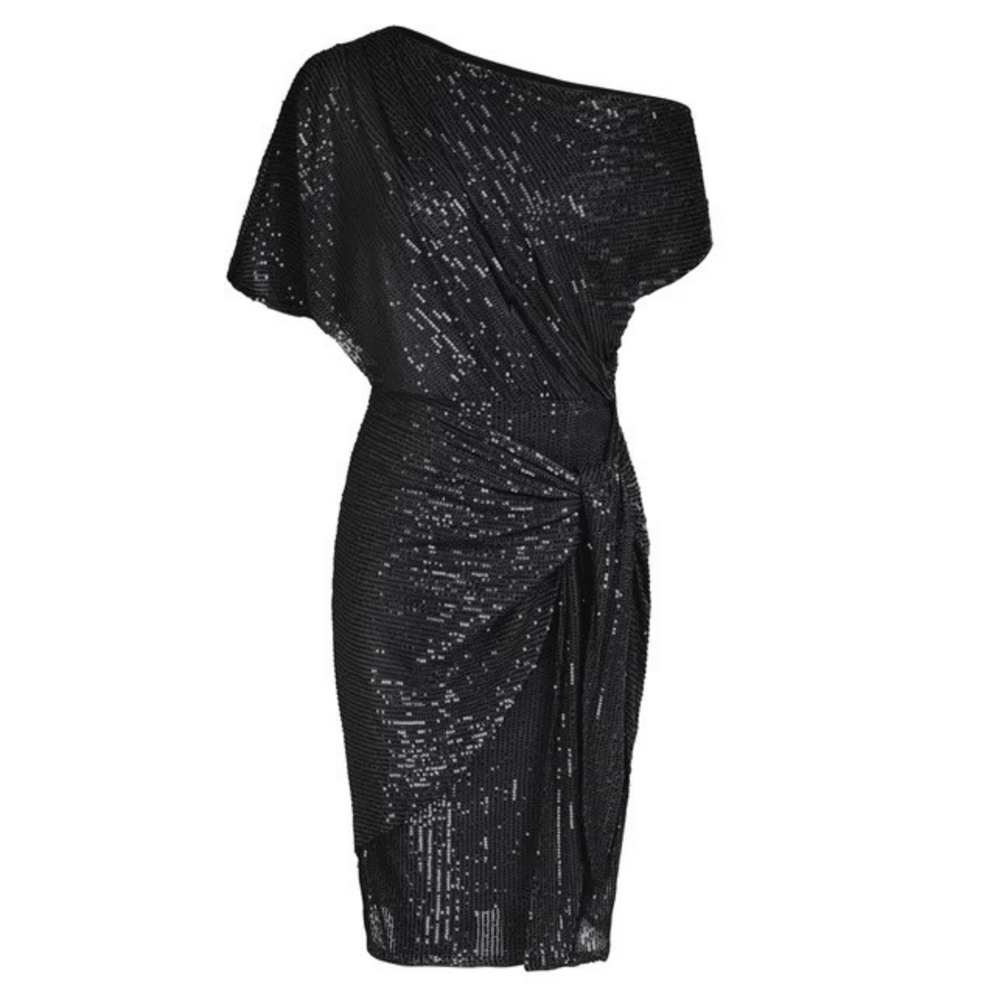 Vrouwen Glitter Cocktail Jurk Met One-Shoulder Halslijn En Taille Strik