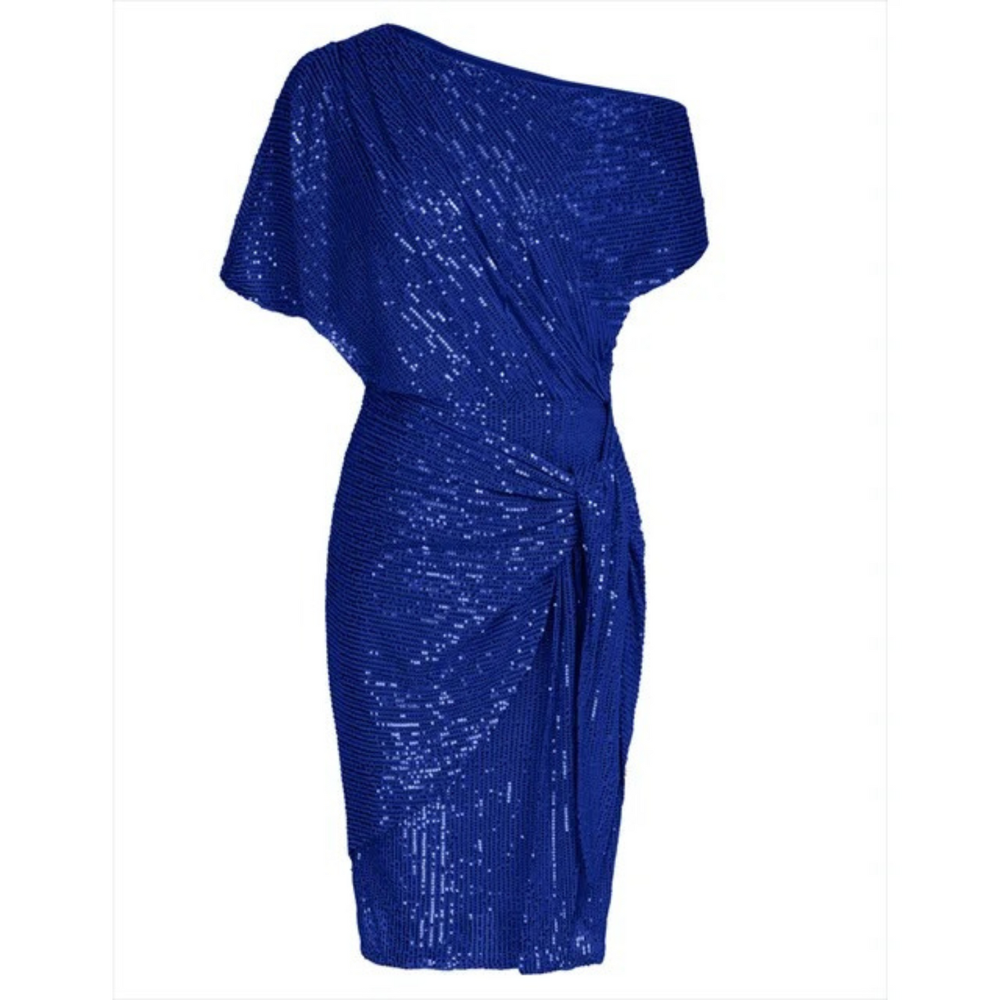 Vrouwen Glitter Cocktail Jurk Met One-Shoulder Halslijn En Taille Strik