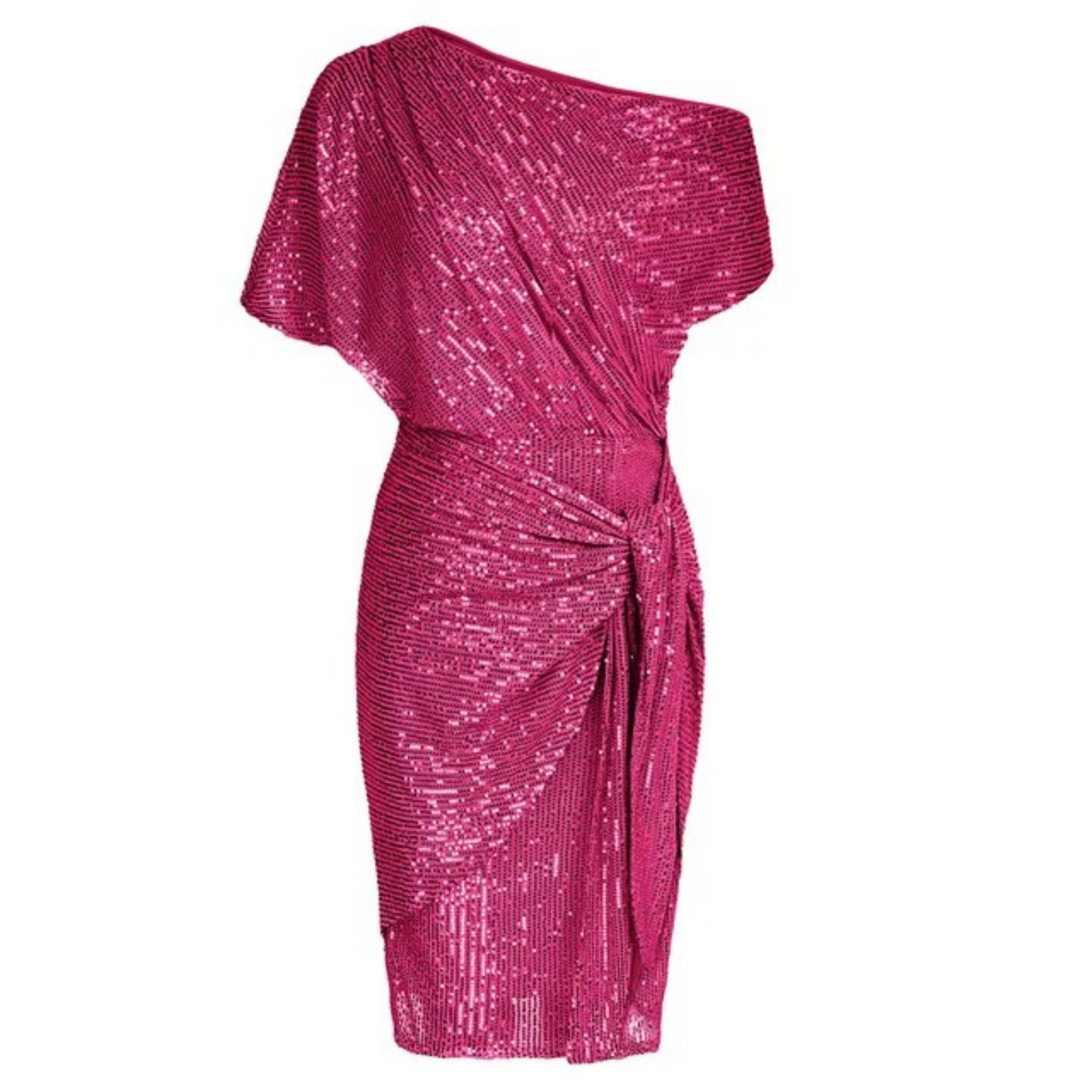 Vrouwen Glitter Cocktail Jurk Met One-Shoulder Halslijn En Taille Strik