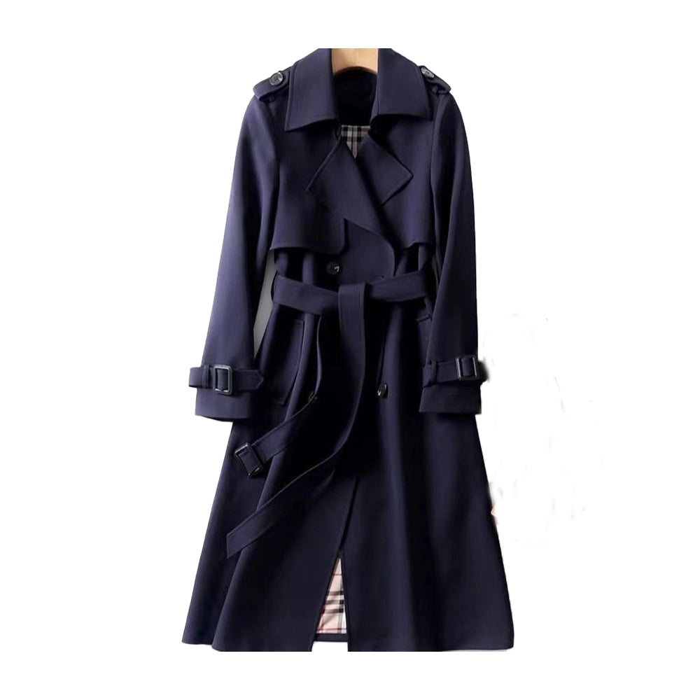 Lange Dames Trenchcoat met Dubbele Knoopsluiting