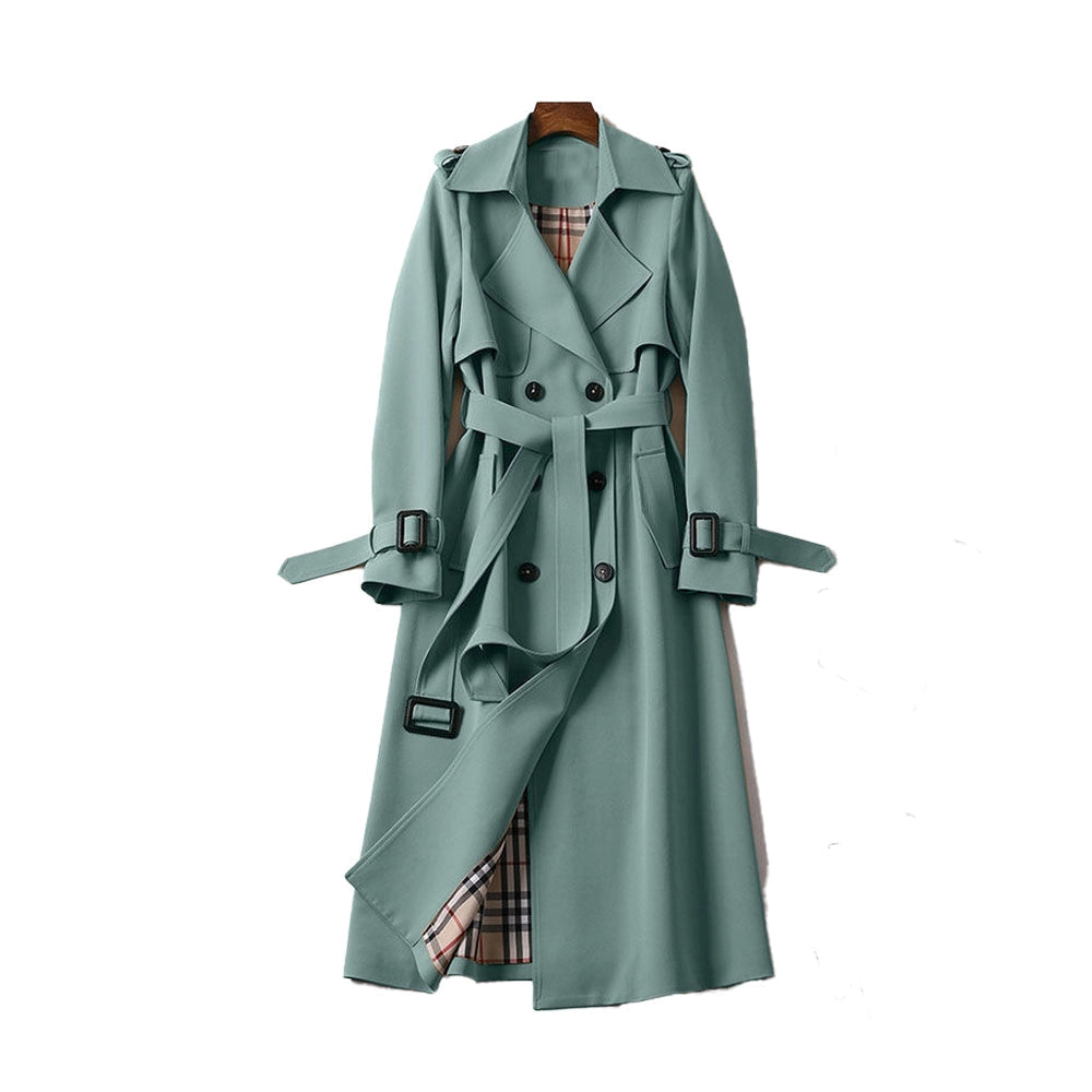 Lange Dames Trenchcoat met Dubbele Knoopsluiting