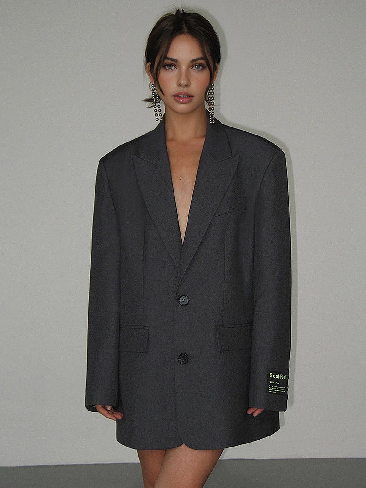 Oversized Elegant Dames Lange Blazer Met Zakken