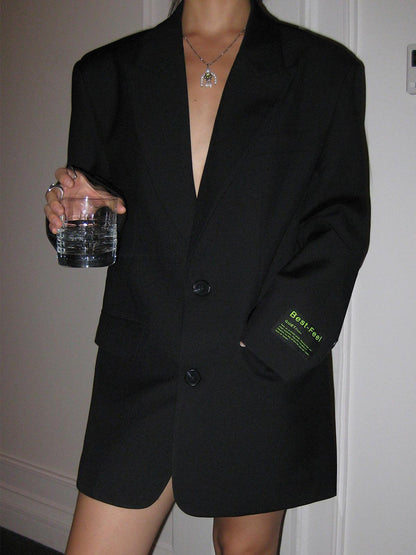 Oversized Elegant Dames Lange Blazer Met Zakken