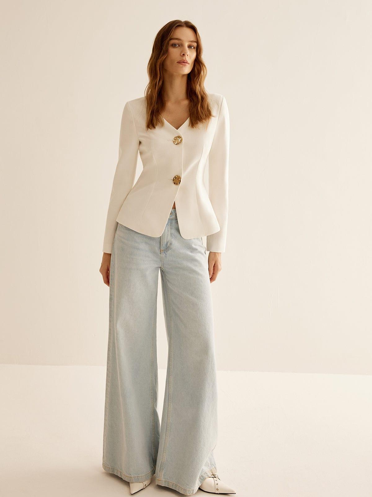 Maryn - Minimalistische Blazer met V-Hals voor Dames