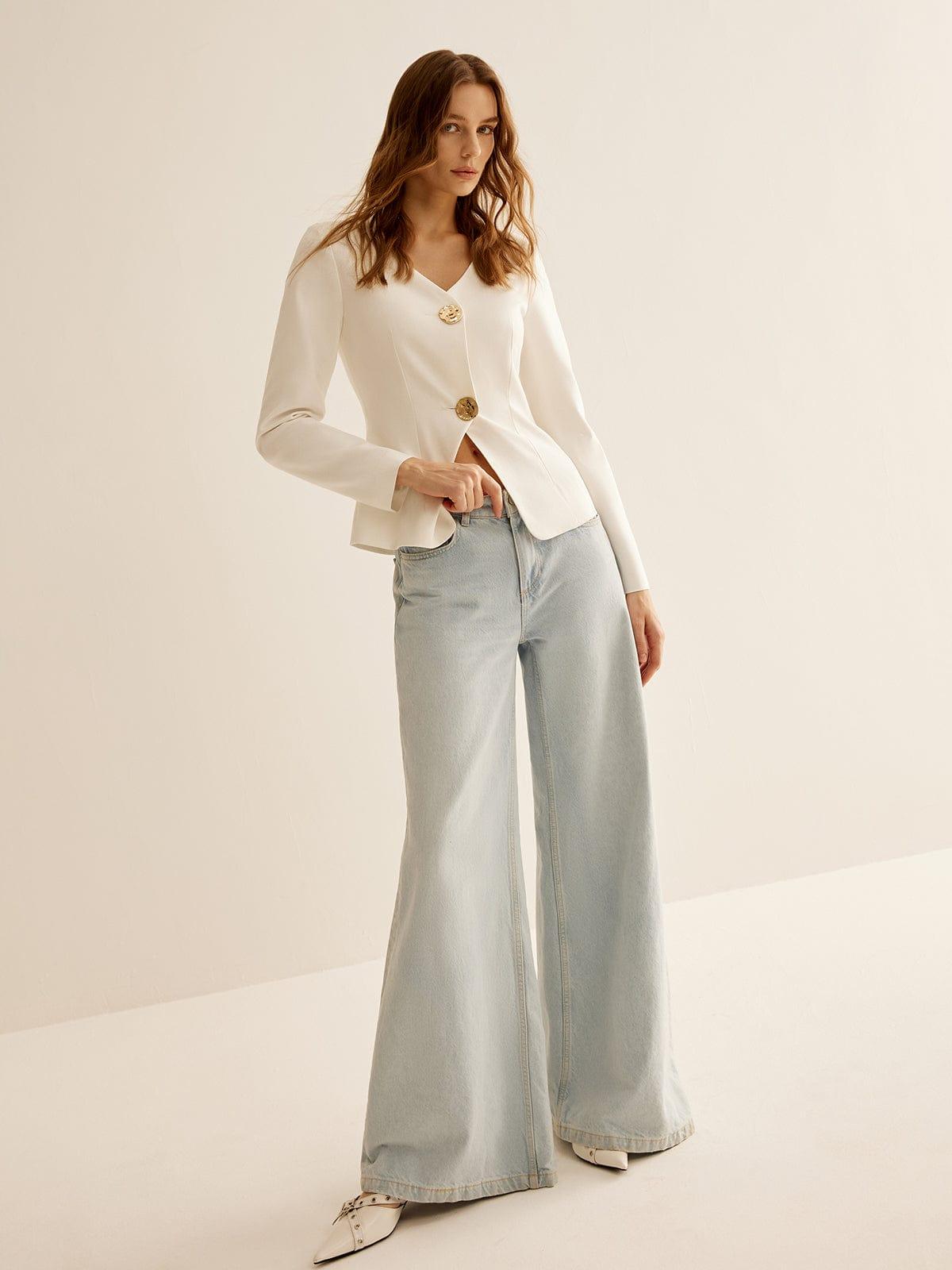 Maryn - Minimalistische Blazer met V-Hals voor Dames