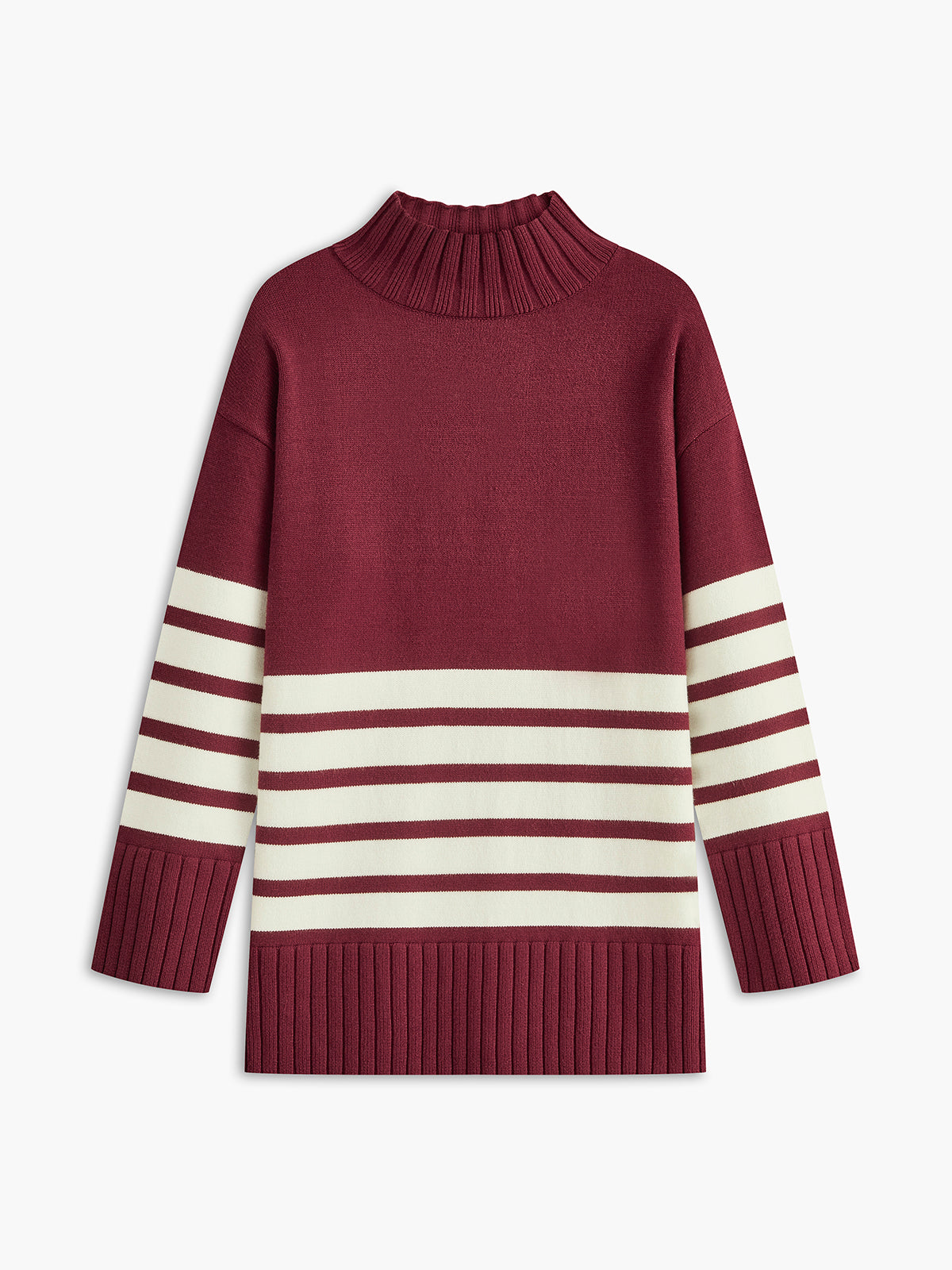 Warme Oversized Dames Gestreepte Sweaterjurk met Col