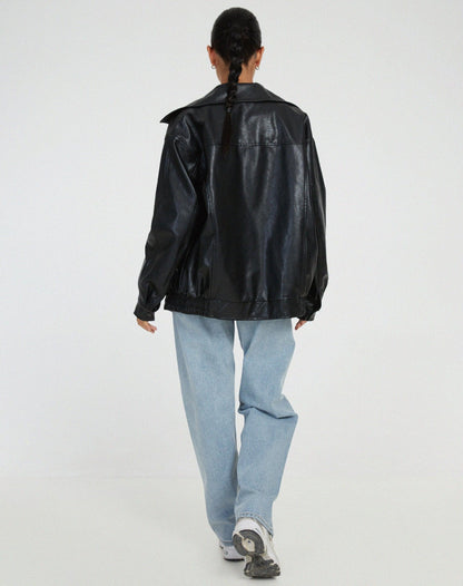 Tara - Oversized Imitatie Leren Jack voor Dames