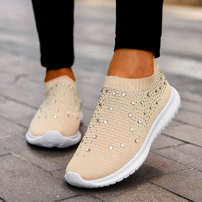 Vrouwen Instap Sneakers Met Strassdetails En Comfortzool