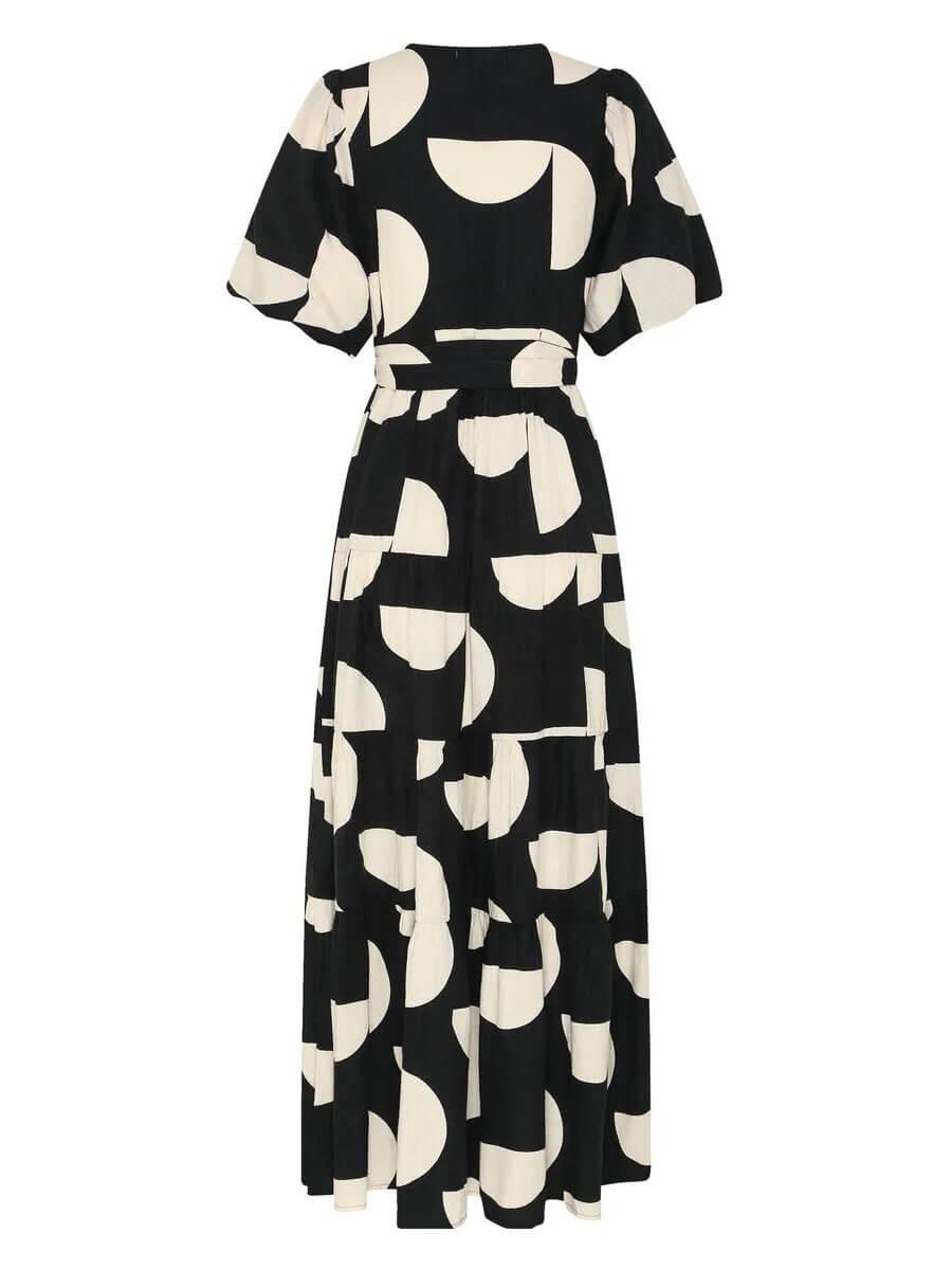 Emilija - Midi-jurk met geometrische print en V-hals voor dames