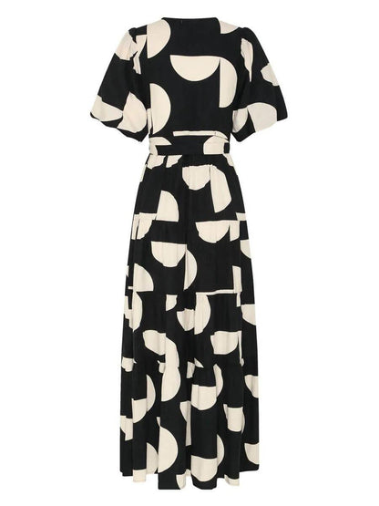 Emilija - Midi-jurk met geometrische print en V-hals voor dames