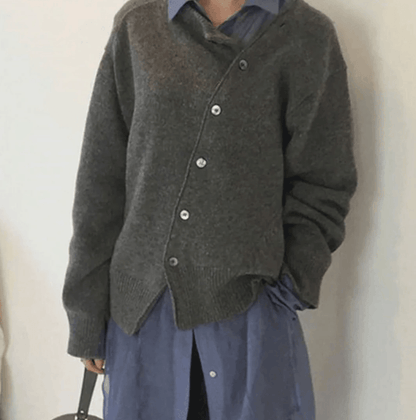 Melly - Zachte Kasjmier Cardigan met Asymmetrische Knopen