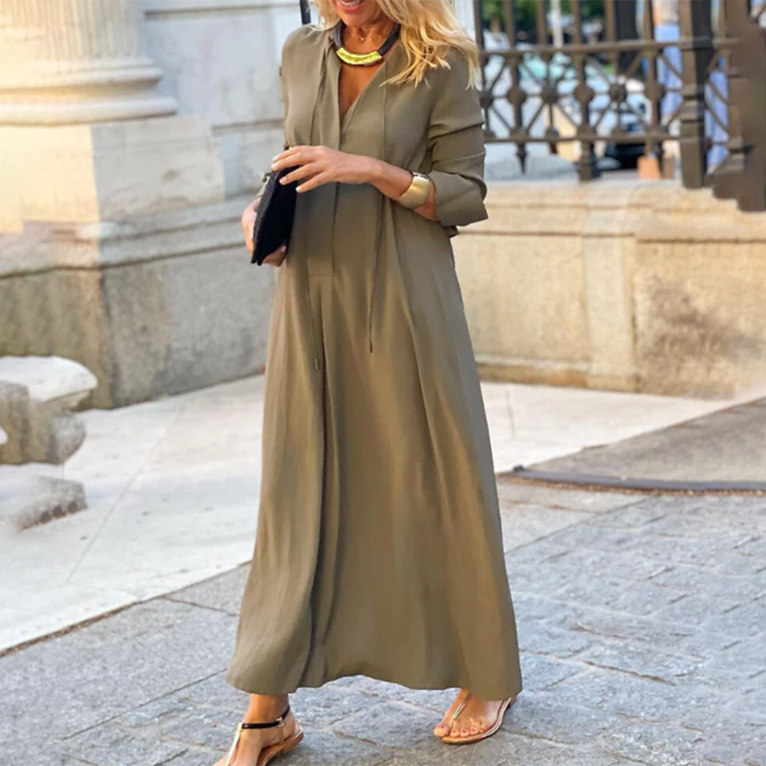 Nora - Elegante Maxi-jurk met lange mouwen voor dames