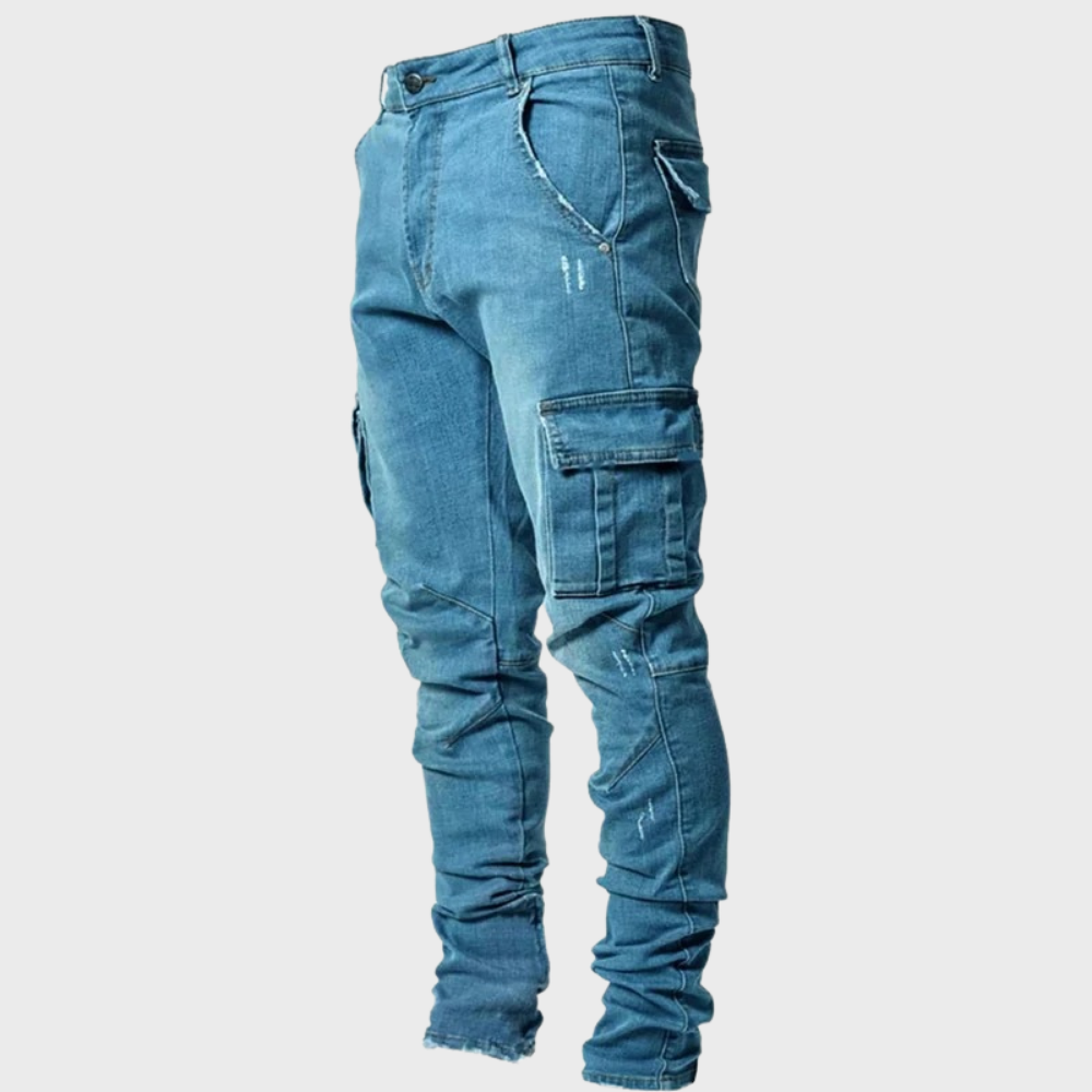 Slim Fit Cargo Jeans met Utility Zakken voor Heren