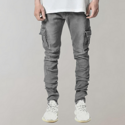 Slim Fit Cargo Jeans met Utility Zakken voor Heren