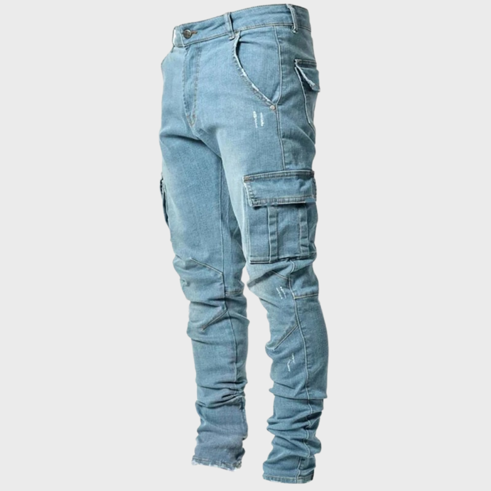 Slim Fit Cargo Jeans met Utility Zakken voor Heren