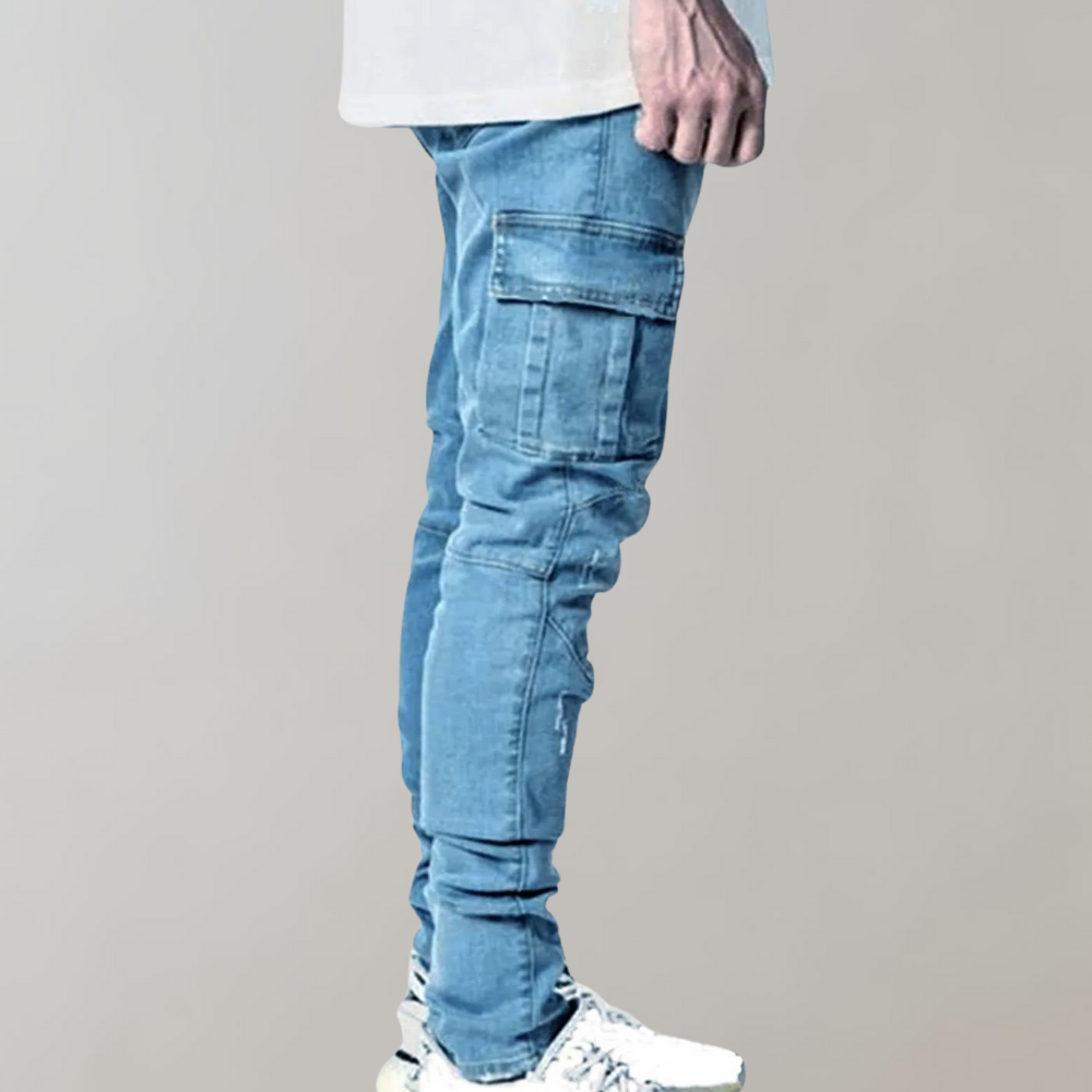 Slim Fit Cargo Jeans met Utility Zakken voor Heren