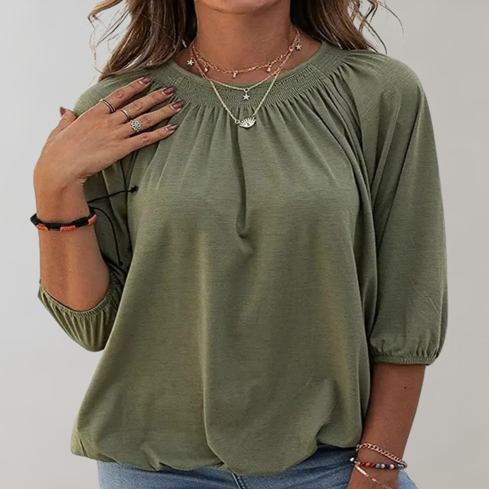 Zorka - Gesmokte Hals Pofmouw Blouse voor dames