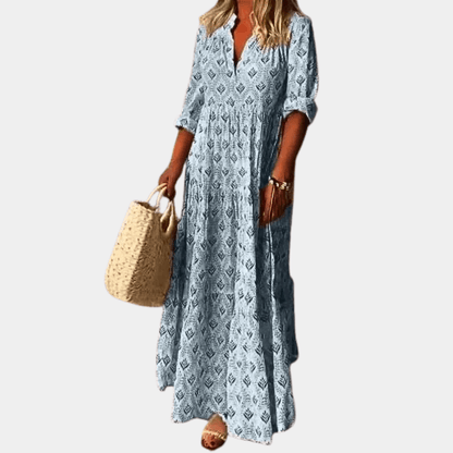 Alexis - Casual Dames Maxi Jurk met Print en Driekwart Mouwen