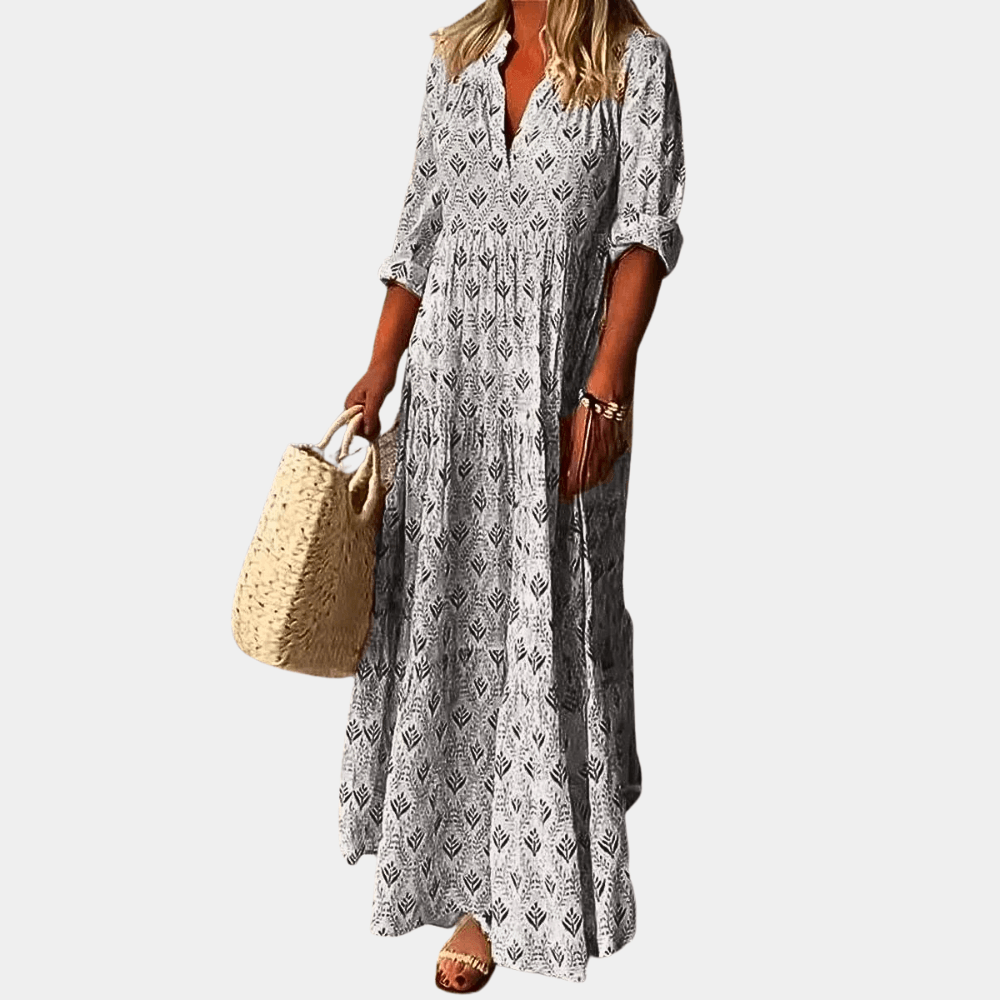 Alexis - Casual Dames Maxi Jurk met Print en Driekwart Mouwen