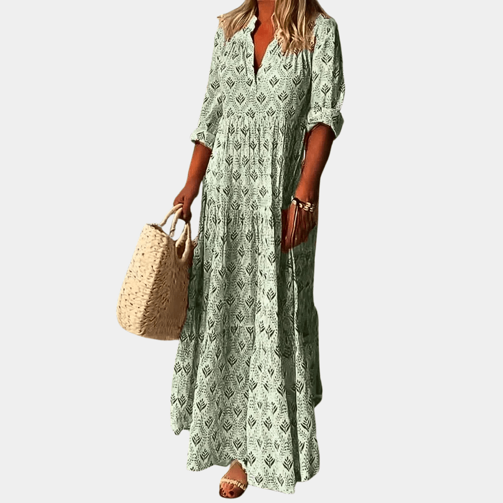 Alexis - Casual Dames Maxi Jurk met Print en Driekwart Mouwen