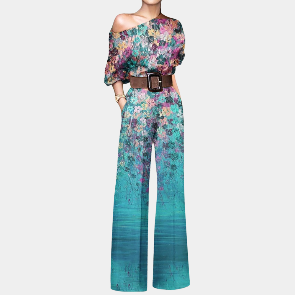 Vrouwen Stijlvolle Jumpsuit Met Vlindermotief En Ceintuur