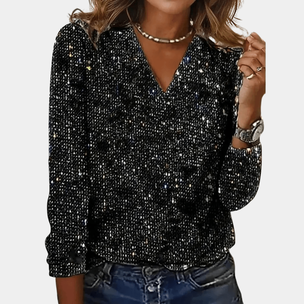 Estie - Party Blouse met Lovertjes en Elegante Look voor Dames