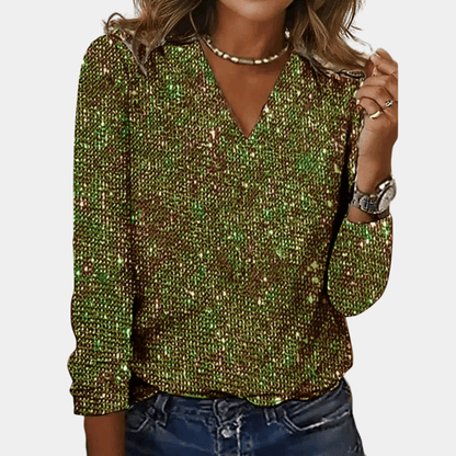 Estie - Party Blouse met Lovertjes en Elegante Look voor Dames