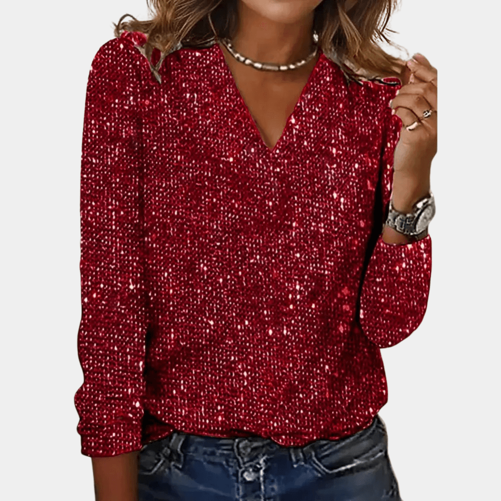Estie - Party Blouse met Lovertjes en Elegante Look voor Dames