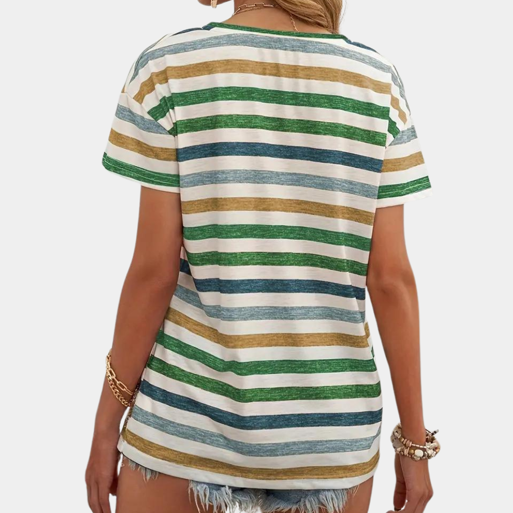 Nerina - Casual Gestreept Katoenen T-shirt voor dames