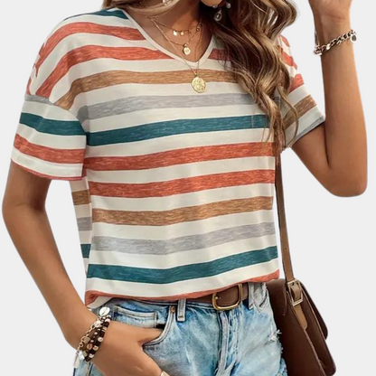 Nerina - Casual Gestreept Katoenen T-shirt voor dames