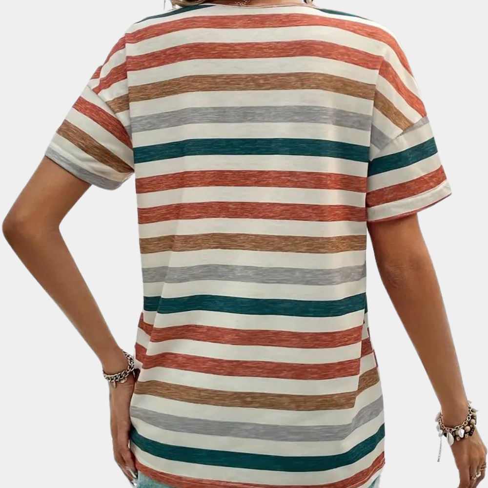 Nerina - Casual Gestreept Katoenen T-shirt voor dames