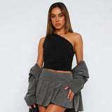 Nastia - Rimpel-croptop met één schouder voor Dames