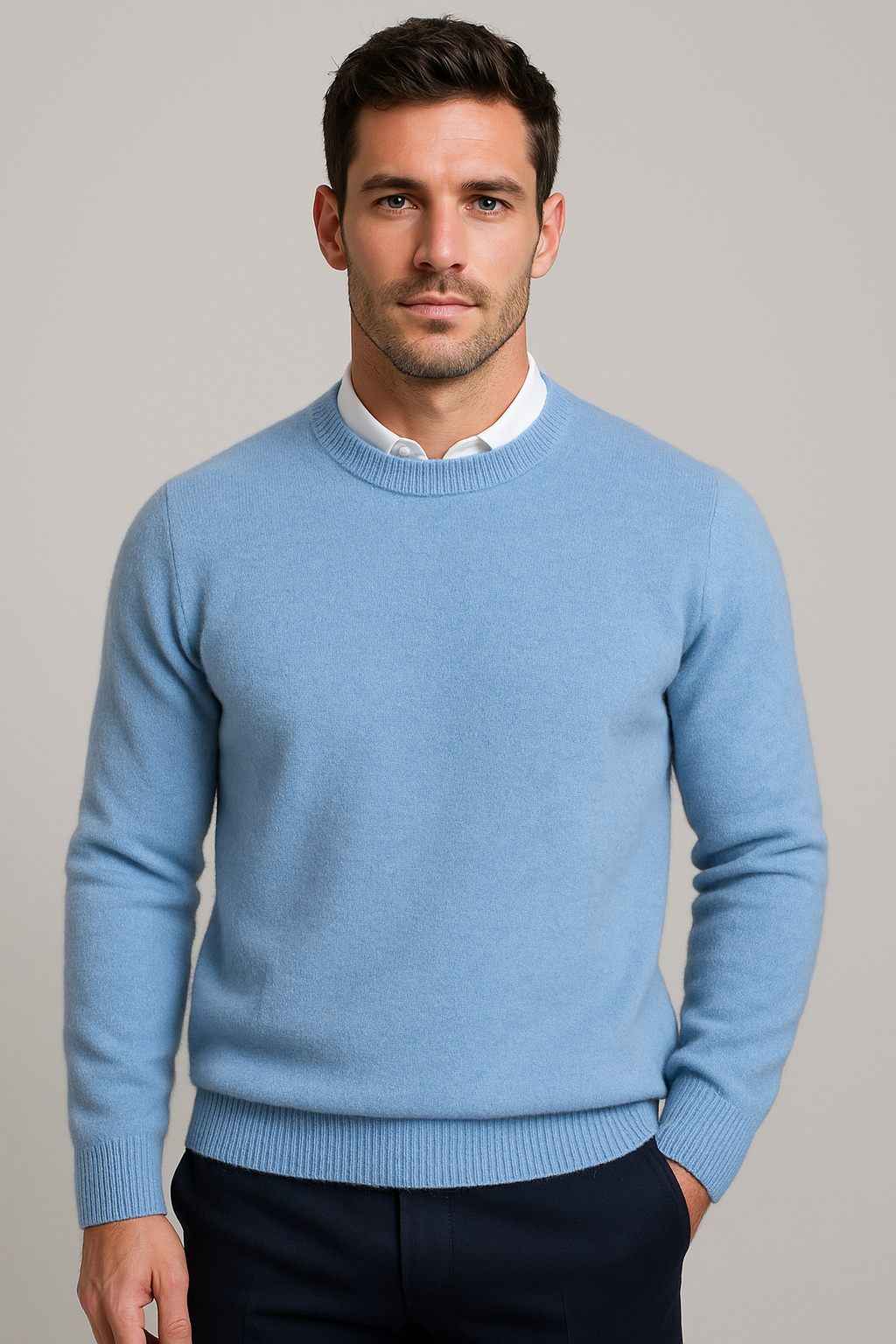 Klassieke Gebreide Heren Trui met Ronde Hals