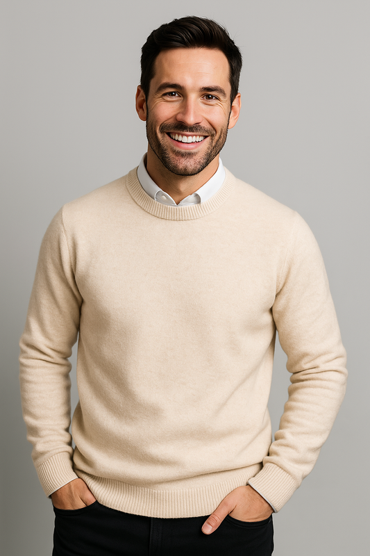 Klassieke Gebreide Heren Trui met Ronde Hals