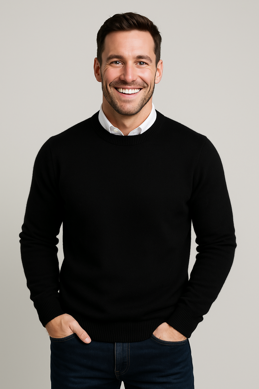 Klassieke Gebreide Heren Trui met Ronde Hals