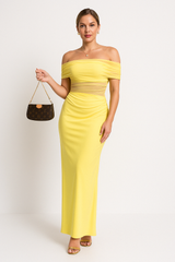 Lara - Avondjurk met Off-Shoulder Design en Transparante Taille