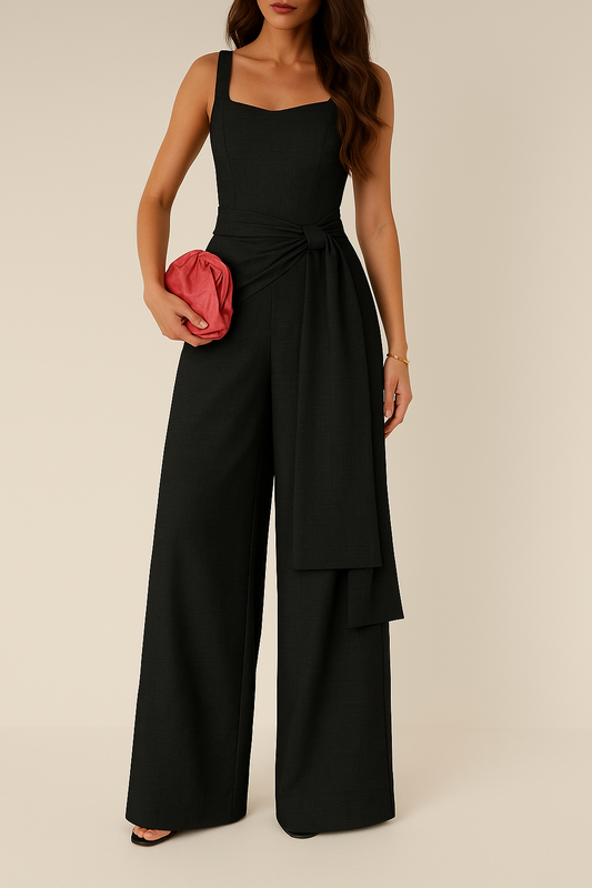 Gracia - Jumpsuit met Wijde Pijpen en Drapage Detail voor Dames