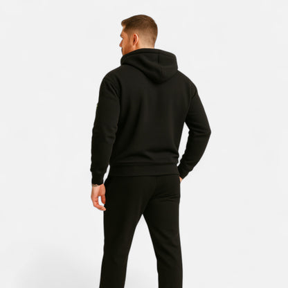 Zachte Fleece Heren Hoodie met Halve Rits Voorvak en Mouwzak