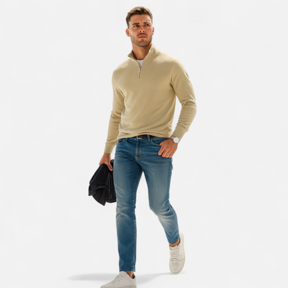 Gebreide Half Zip Trui voor Heren Zacht en Warm
