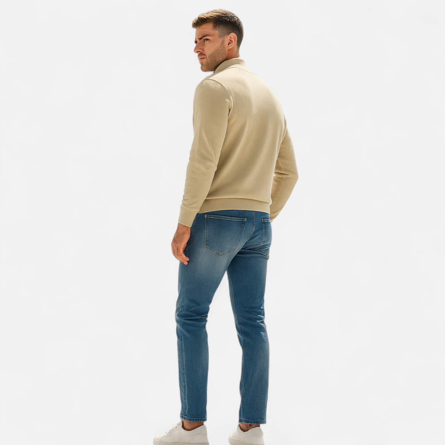 Gebreide Half Zip Trui voor Heren Zacht en Warm